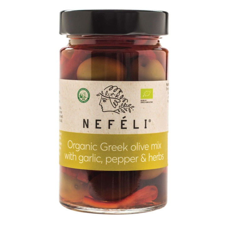 Oliwki Mix Kalamata i Zielone bez Pestek w Zalewie BIO 295 g - Nefeli 