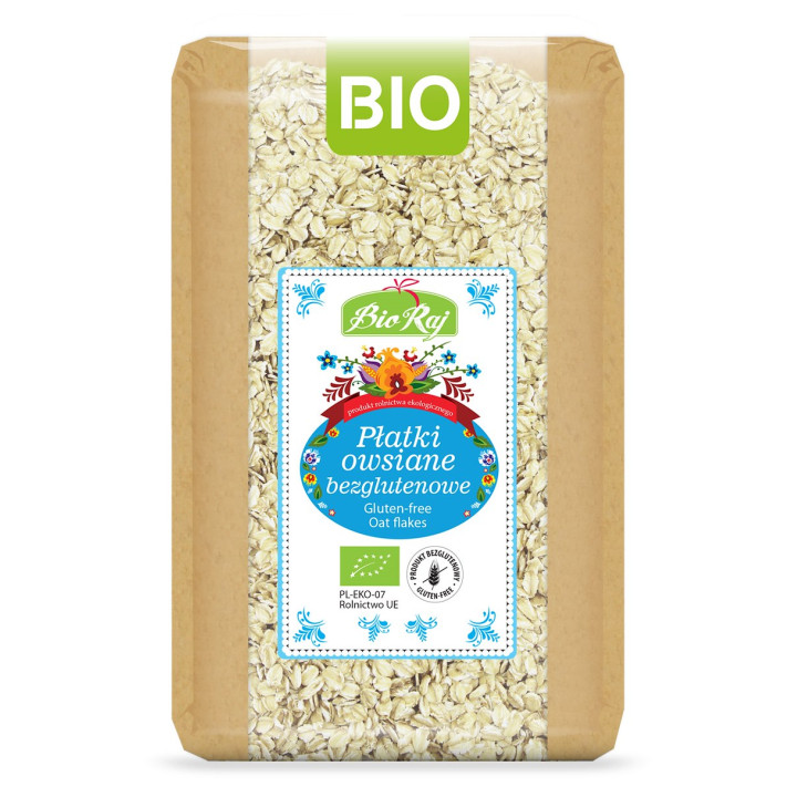 Płatki Owsiane Bezglutenowe BIO 1 kg - Bio Raj - Ekochatka