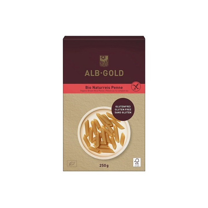 Makaron Ryżowy Razowy Penne Bezglutenowy BIO 250 g - Alb Gold - Ekocha