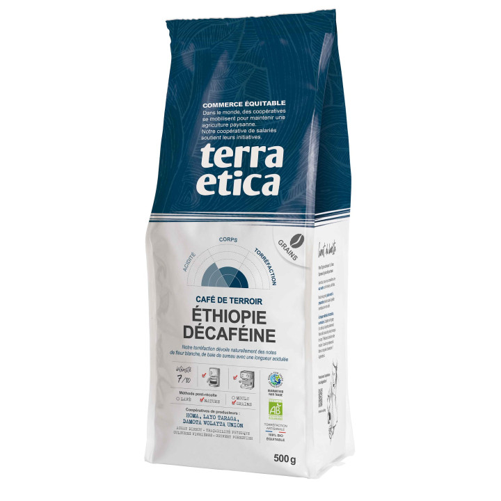 Kawa Ziarnista Bezkofeinowa Arabica 100% Etiopia Fair Trade BIO 500 g 