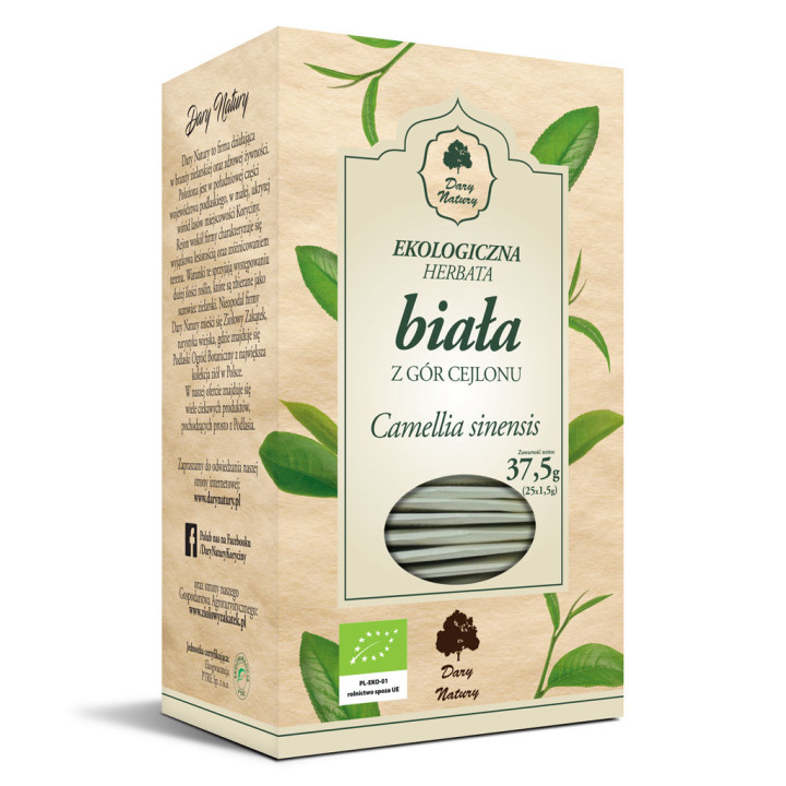 Herbata Biała Cejlońska BIO 37,5 g - Dary Natury - Ekochatka