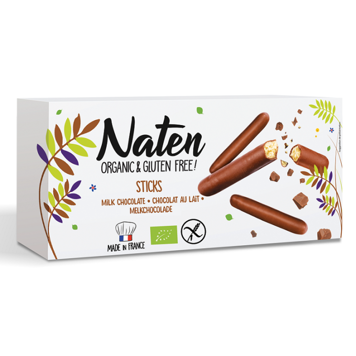 Ciastka Sticks w Polewie Czekoladowej Bezglutenowe BIO 130 g - Naten -
