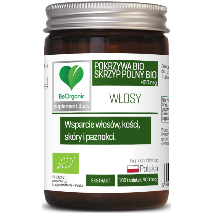 Skrzyp Polny i Pokrzywa Ekstrakt BIO 100 Tabletek - Be Organic - Ekoch