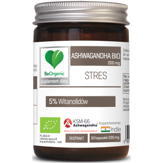 Ashwagandha KSM-66 Ekstrakt 200 mg BIO 50 Kapsulek - Be Organic - Ekoc