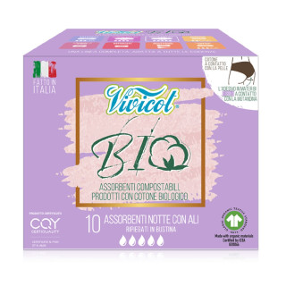 Podpaski Higieniczne ze Skrzydełkami na Noc 10 szt. - Vivicot - Ekocha