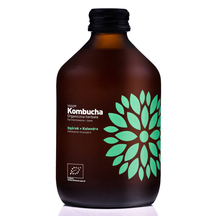 Kombucha z Ogórkiem i Kolendrą Bezglutenowa BIO 330 ml - Vigo Yoko - E