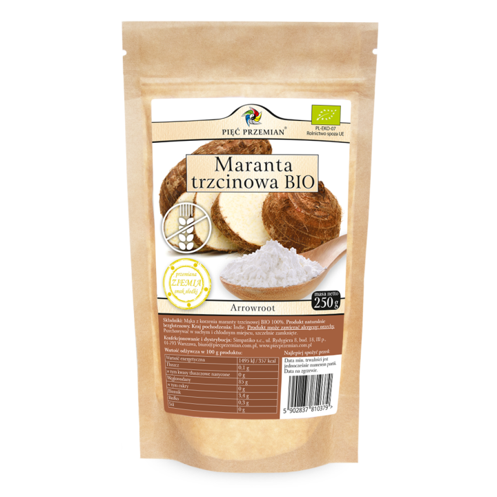 Mąka z Maranty Trzcinowej Bezglutenowa BIO 250 g - Pięć Przemian - Eko