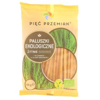 Paluszki Żytnie Pełnoziarniste BIO 45 g - Pięć Przemian - Ekochatka