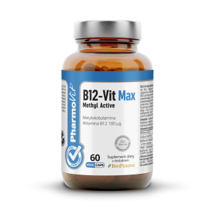 Witamina B12 Metylokobalamina 100 µg Bezglutenowa 60 Kapsułek - Pharmo