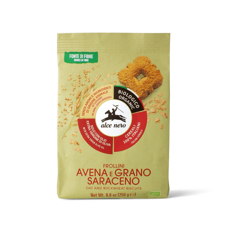 Ciastka Owsiano-Gryczane BIO 250 g - Alce Nero - Ekochatka
