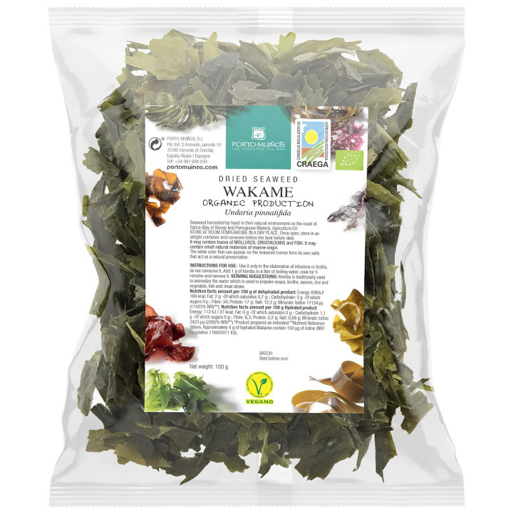 Algi Morskie Wakame Suszone BIO 100 g - Porto Muinos - Ekochatka