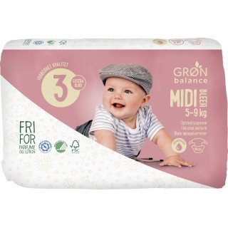 Pieluchy Ekologiczne Midi 5-9 kg 56 szt. - Gron Balance - Ekochatka