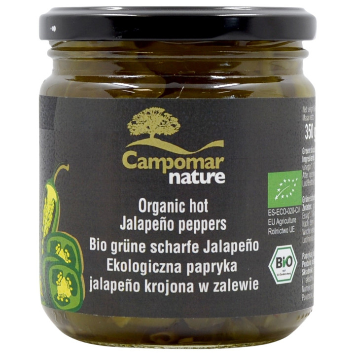 Papryka Jalapeno Zielona Krojona w Zalewie BIO 350 g - Campomar Nature