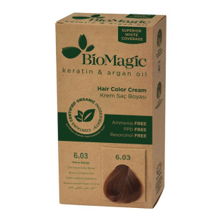 Farba do Wlosow Ciemny Zloty Blond 6.03 z Keratyna 250 g - Biomagic - 