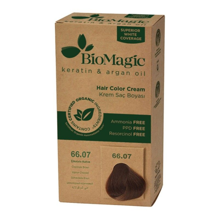 Farba do Wlosow Czekoladowy Braz 66.07 z Keratyna i Maslem Shea 250 g 