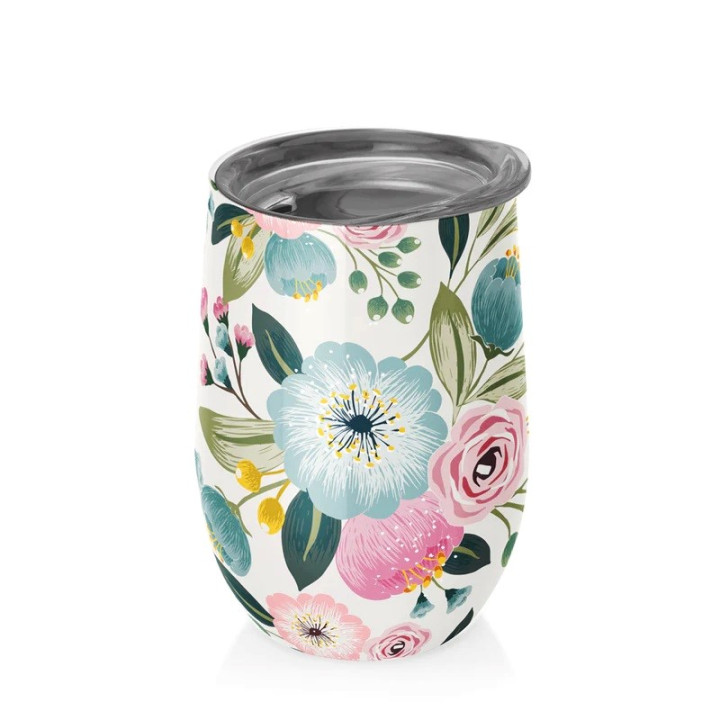 Kubek Termiczny ze Stali Nierdzewnej Pastelowe Kwiaty 420 ml - Chic Mi