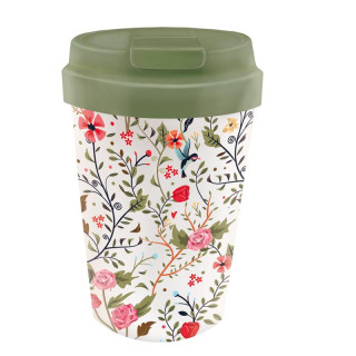 Kubek Podróżny z Bioplastiku Ptaki i Kwiaty 350 ml - Chic Mic - Ekocha