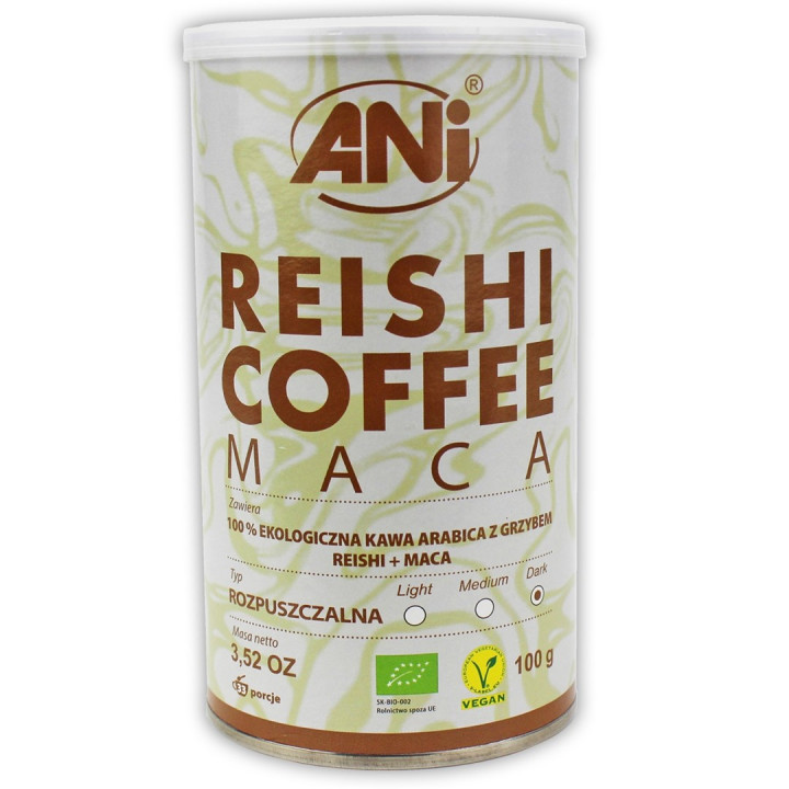 Kawa Rozpuszczalna Arabica z Reishi i Maca BIO 100 g - Ani - Ekochatka