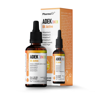 Witaminy ADEK Junior Krople dla Dzieci Bezglutenowe 30 ml - Pharmovit 