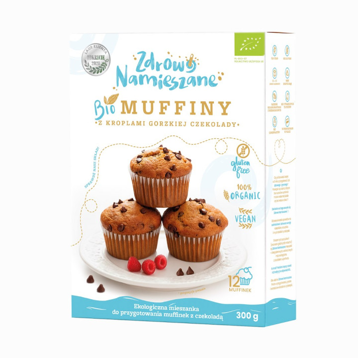 Mieszanka na Muffiny z Czekoladą Gorzką Bezglutenowa BIO 300 g - Zdrow