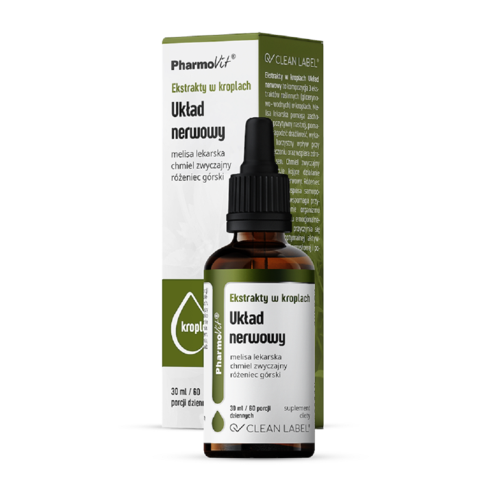 Ekstrakty w Kroplach na Układ Nerwowy Bezglutenowe 30 ml - Pharmovit -