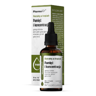 Ekstrakty w Kroplach na Pamięć i Koncentrację Bezglutenowe 30 ml - Pha
