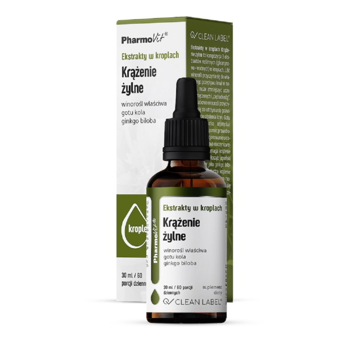 Ekstrakty w Kroplach na Krążenie Żylne Bezglutenowe 30 ml - Pharmovit 