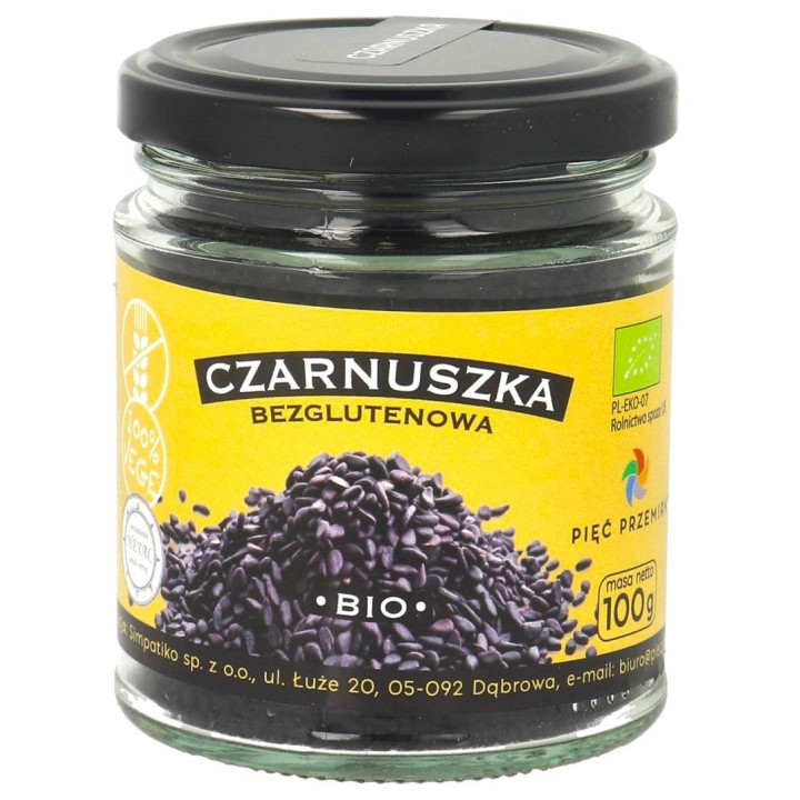 Czarnuszka Nasiona Bezglutenowe BIO 100 g - Pięć Przemian - Ekochatka