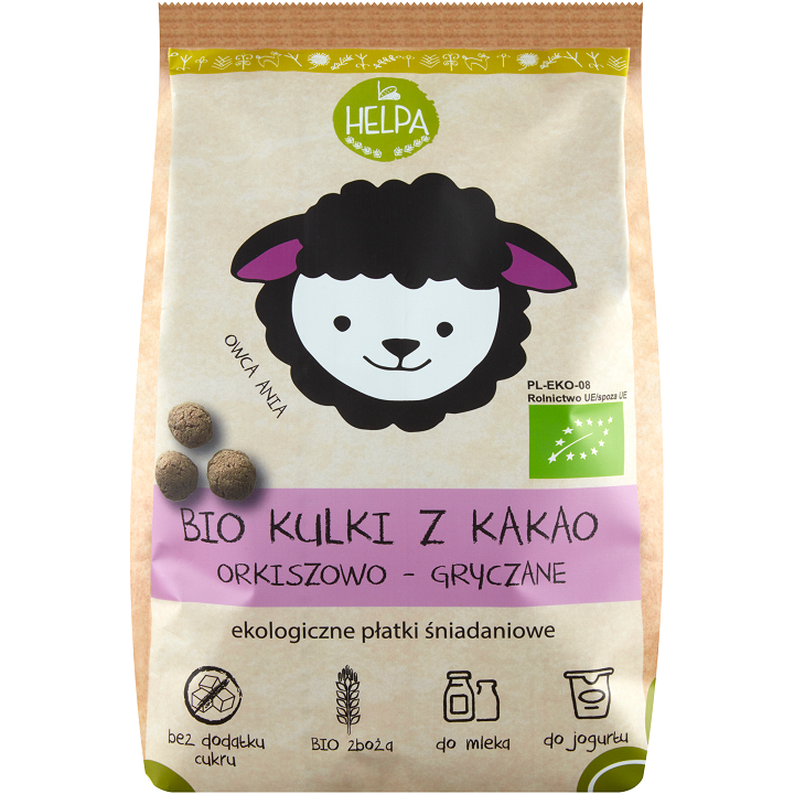 Kulki Orkiszowo-Gryczane z Kakao bez Cukru BIO 160 g - Helpa - Ekochat
