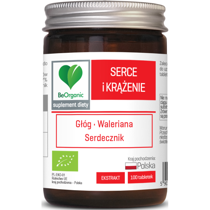 Głóg Waleriana i Serdecznik na Serce i Krążenie BIO 100 Tabletek - Be 