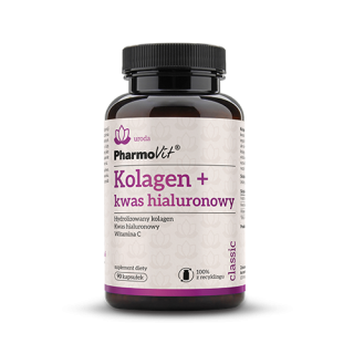Kolagen z Kwasem Hialuronowym Bezglutenowy 90 Kapsułek - Pharmovit - E