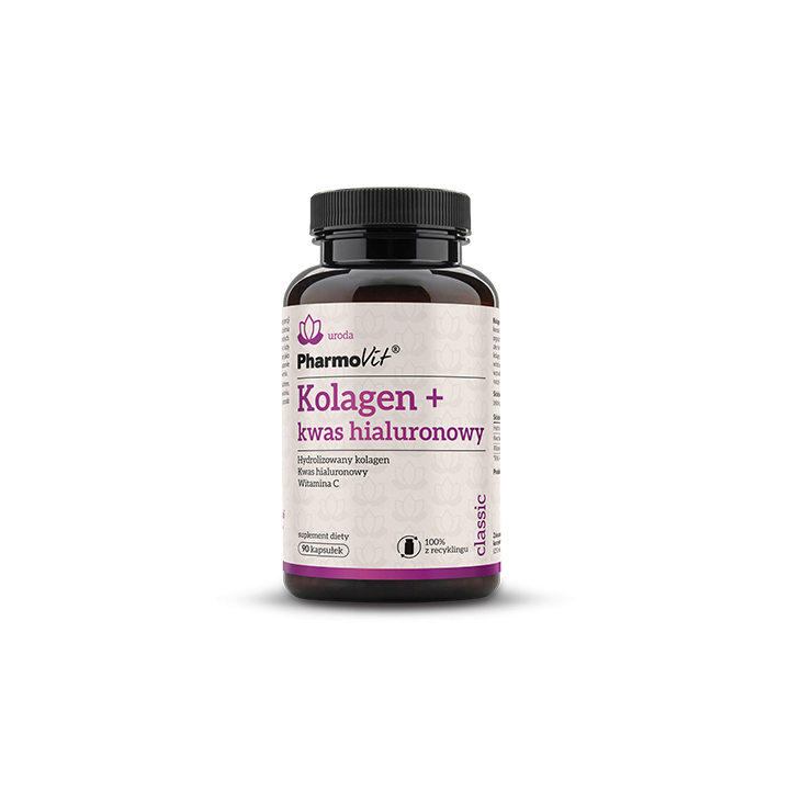 Kolagen z Kwasem Hialuronowym Bezglutenowy 90 Kapsułek - Pharmovit - E