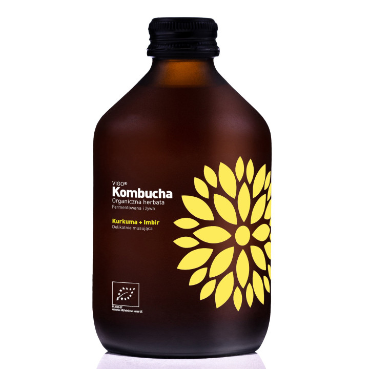 Kombucha z Kurkumą i Imbirem Bezglutenowa BIO 330 ml - Vigo Yoko - Eko