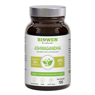 Ashwagandha Ekstrakt 400 mg z BioPerine 120 Kapsułek - Biowen - Ekocha