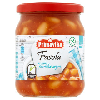 Fasola Jaś w Sosie Pomidorowym Bezglutenowa 440 g - Primavika - Ekocha