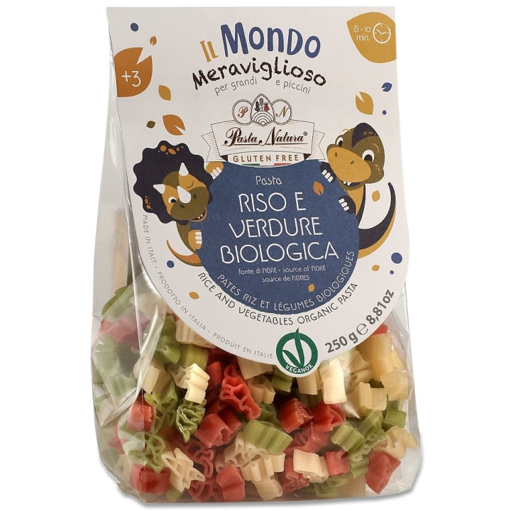 Makaron Ryżowy Dinozaury Trójkolorowy Dla Dzieci Bezglutenowy BIO 250 