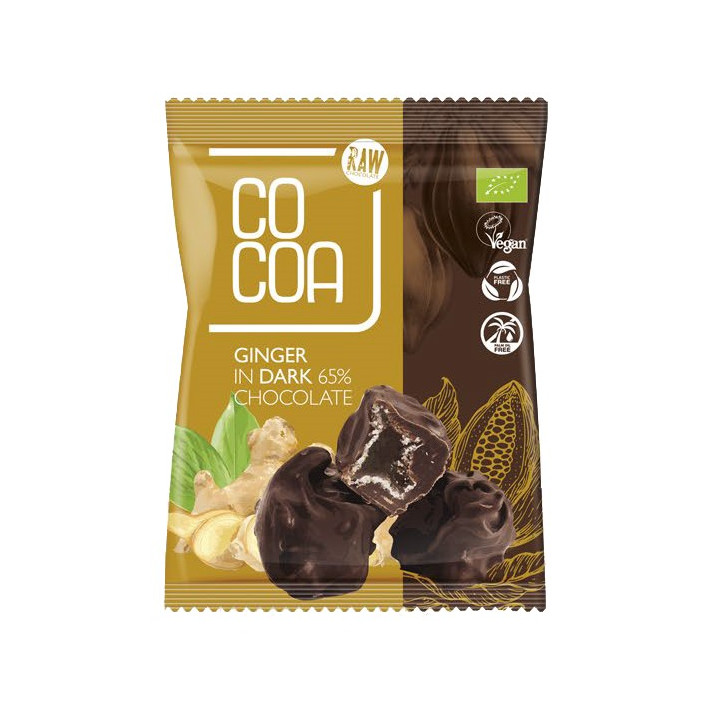 Imbir Kandyzowany w Ciemnej Czekoladzie 65% BIO 70 g - Cocoa - Ekochat