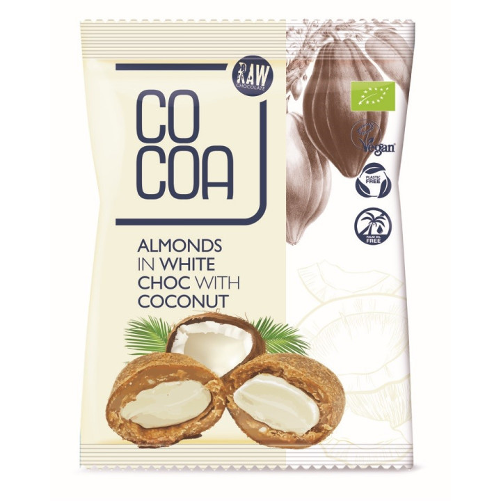 Migdały w Białej Polewie Kokosowej BIO 70 g - Cocoa - Ekochatka