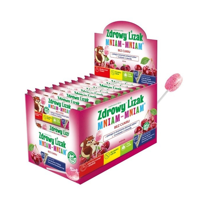Lizak na Odporność Musująca Wiśnia Bezglutenowy 6 g - Zdrowy Lizak - E