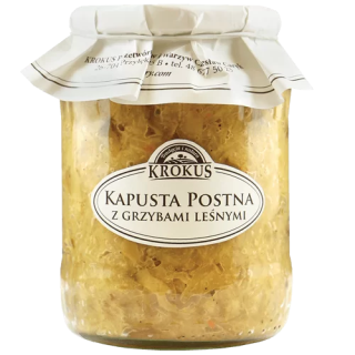 Kapusta Kiszona Postna z Grzybami Lesnymi 670 g - Krokus - Ekochatka