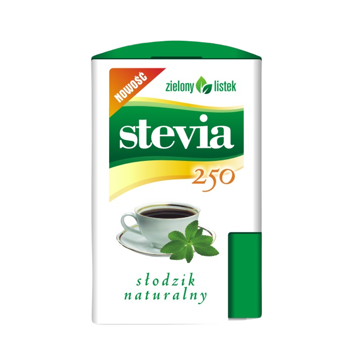 Stevia Pastylki Słodzik w Dozowniku 250 szt. 13 g - Zielony Listek - E