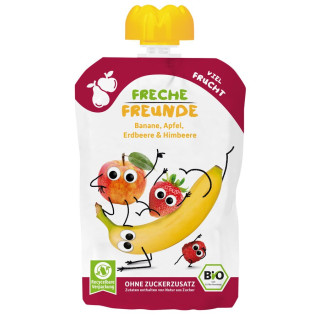 Mus Banan Jabłko Truskawka Malina od 6. Miesiąca Bezglutenowy BIO 100 