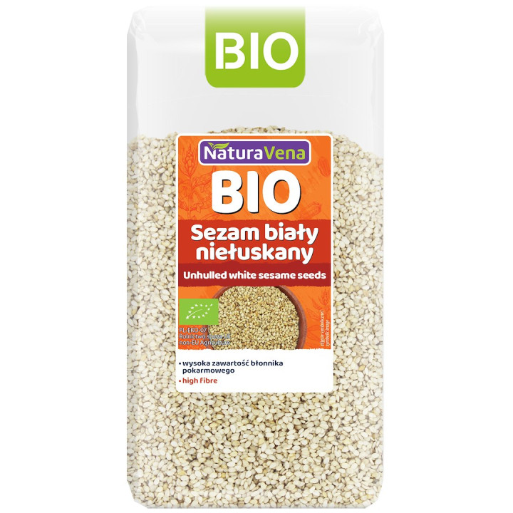 Sezam Bialy Nielustkany BIO 250 g - Naturavena - Ekochatka