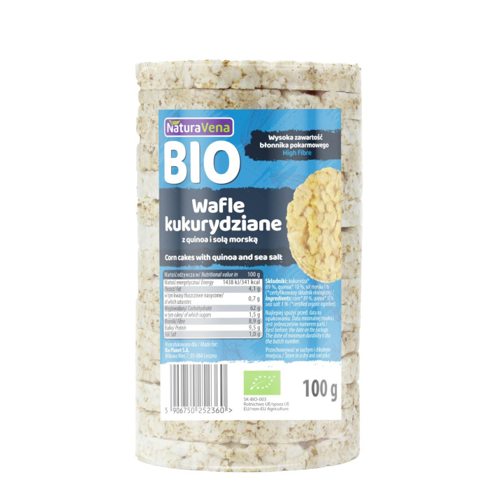 Wafle Kukurydziane z Quinoa i Sola Morska BIO 100 g - Naturavena - Eko
