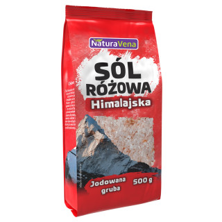 Sól Himalajska Różowa Grubo Mielona Jodowana 500 g - Naturavena - Ekoc