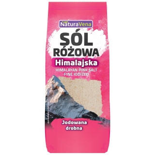 Sól Himalajska Różowa Drobno Mielona Jodowana 500 g - Naturavena - Eko