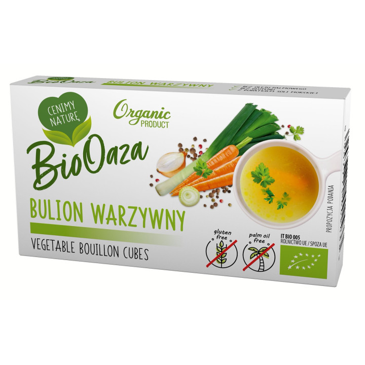 Bulion Warzywny w Kostkach bez Cukru Bezglutenowy BIO 66 g - Biooaza -