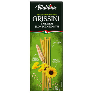 Paluszki Grissini Klasyczne z Olejem Słonecznikowym 125 g - Vitaliana 
