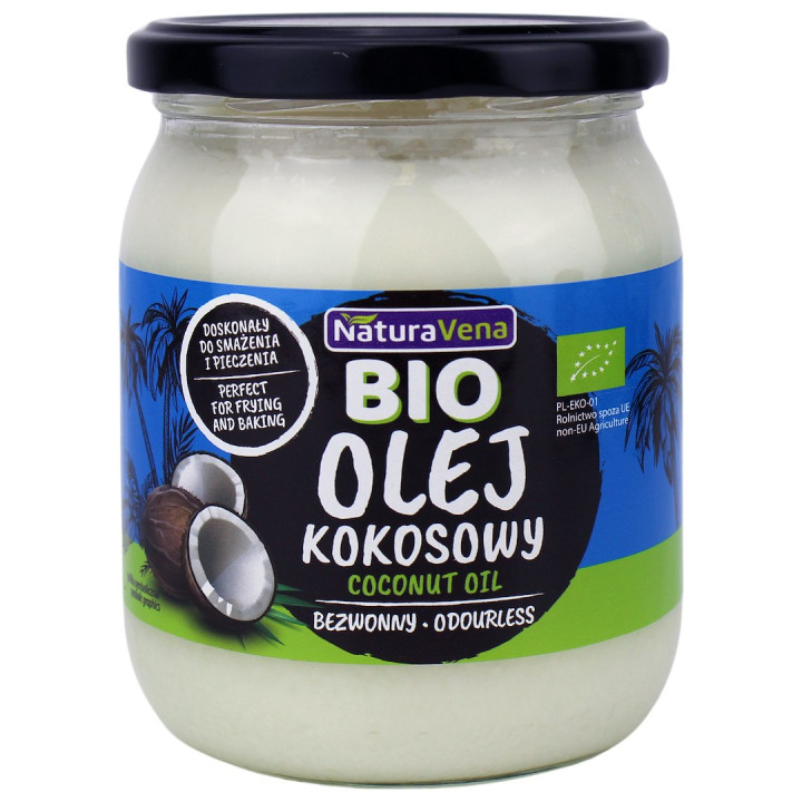 Olej Kokosowy Bezwonny Rafinowany BIO 465 ml - Naturavena - Ekochatka