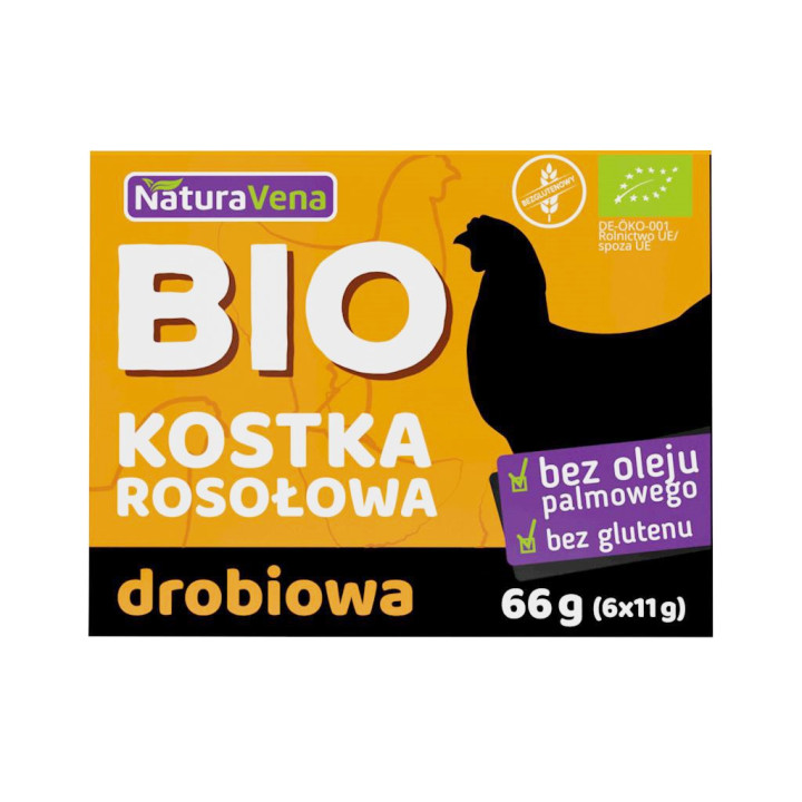Kostki Bulionowe Drobiowe Bezglutenowe BIO 66 g - Naturavena - Ekochat